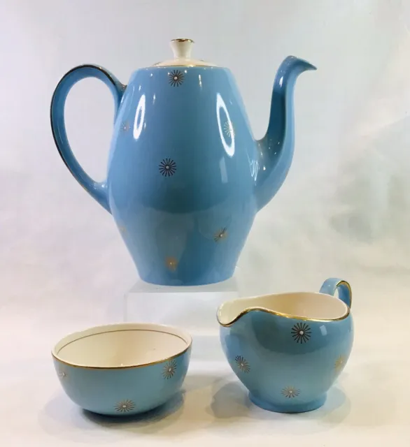 Vintage Mid Century Alfred Meakin Morning Star Tea / Coffee Pot Creamer / Sugar