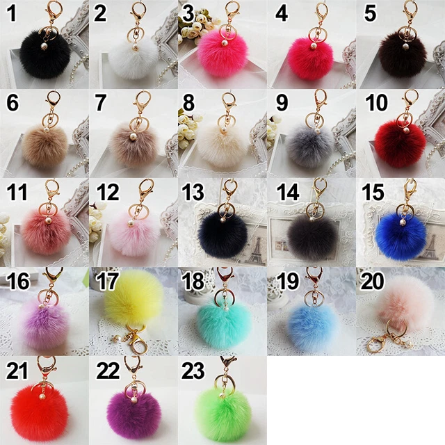 Cute Faux Rabbit Fur Fluffy Pom Pom Ball Bag Car Pendant Charm Key Keyring Chain