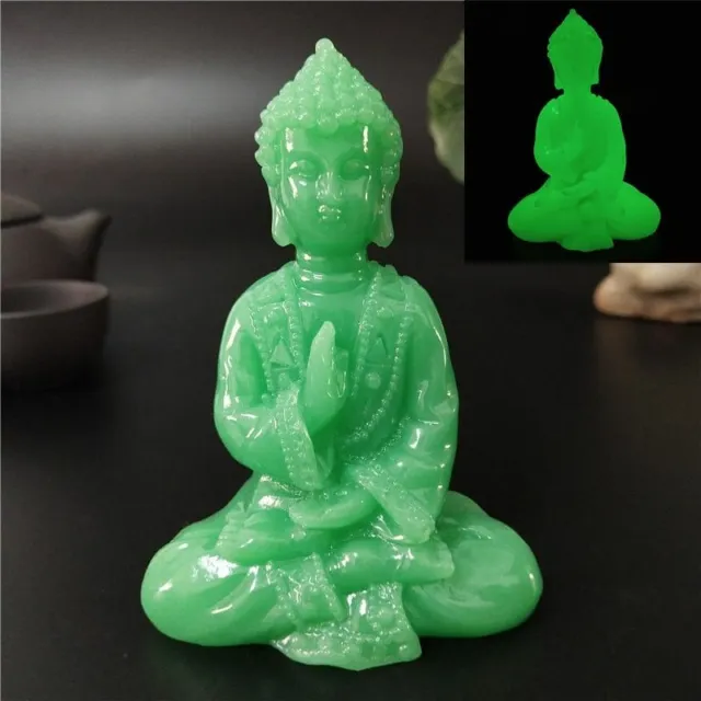 Glowing Meditation Buddha Statue Luminous Sculpture Figurines Home Garden Decor