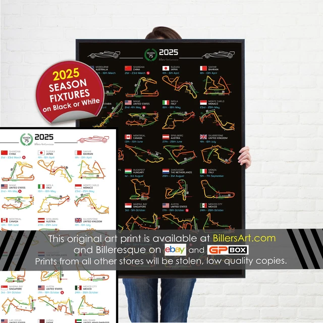 FORMULA 1 2025 Season Circuit Detailed Portrait Wall Calendar F1 poster ...