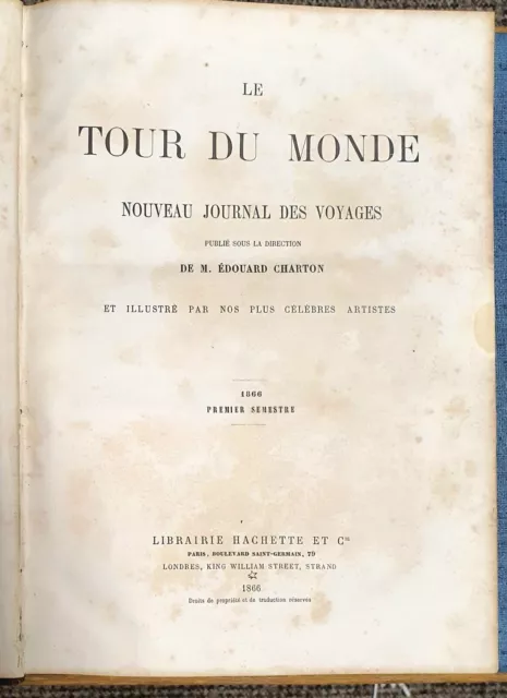 1866 Le Tour Du Monde 13-14 French France Original Illustrated Antique Book