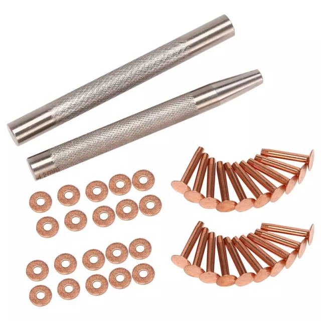 Paquet de 20 Rivets et Bavures en Cuivre (14 Mm et 19 Mm) avec 2 Outils de 6050