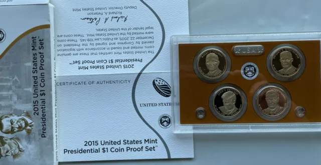 2015 Presidential Dollar 4-coin Proof Set W/ Box & COA