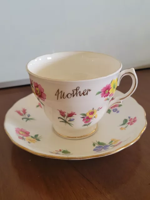 Royal Vale Mother Tea Cup And Saucer Vintage