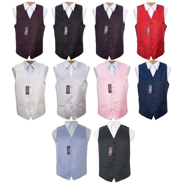Uomo Mulinello Occasione Speciale Matrimonio Sposo Gilet,Foulard & Fazzoletto Di