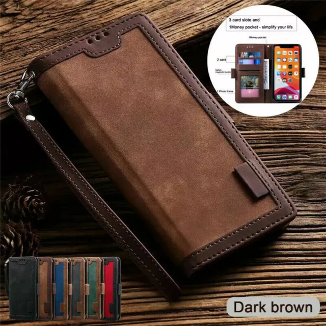 For iPhone 15 Pro 14 13 12 11 XR 7 8 Case Leather Wallet Flip Stand Phone Cover
