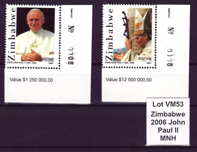 Zimbabwe 2006 Pope John Paul II, set MNH with sheet no. 0008 | Simbabwe VM53