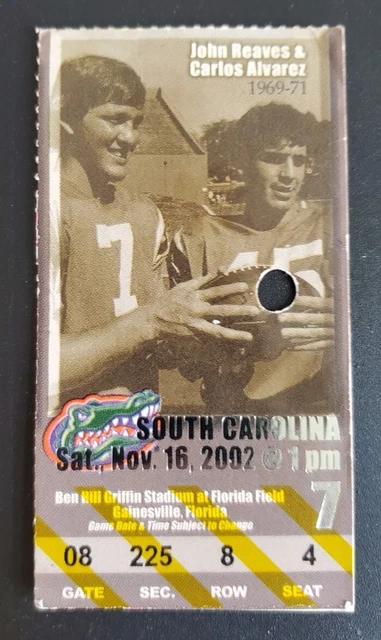 Florida Gators South Carolina Football Ticket Stub 11/16 2002 Rex Grossman 4 TD