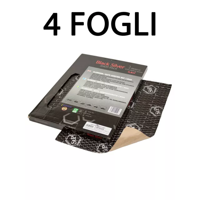 4 Fogli STP BLACK SILVER Pannelli Insonorizzante Antivibrante Auto 375x265x1,8mm