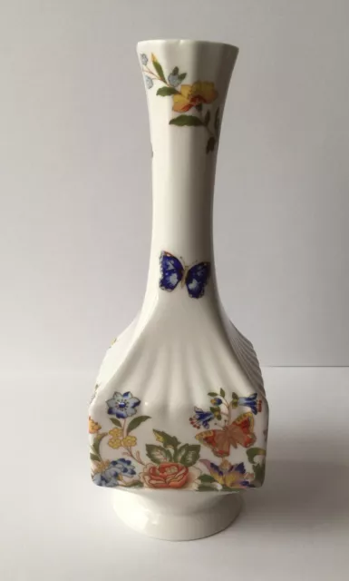 Aynsley Cottage Garden butterfly & flowers bone china 7.1/4" square bud vase