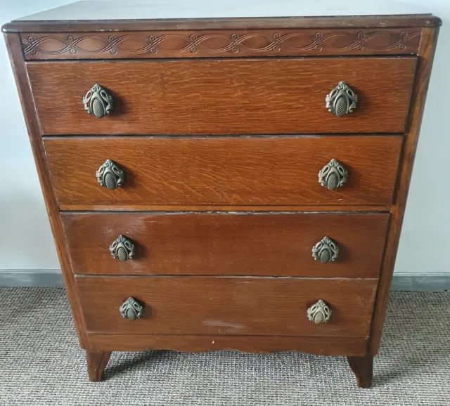 VINTAGE HARRIS LEBUS Mid Century Four Drawer Chest Of Drawers
