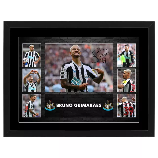 Bruno Guimaraes Signed Framed Newcastle United Soccer Memorabilia Ronaldo Messi