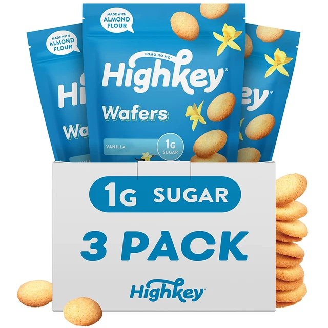 GLUTEN FREE VANILLA Wafer Cookies 3 Pack Low Carb Keto Snack Sugar