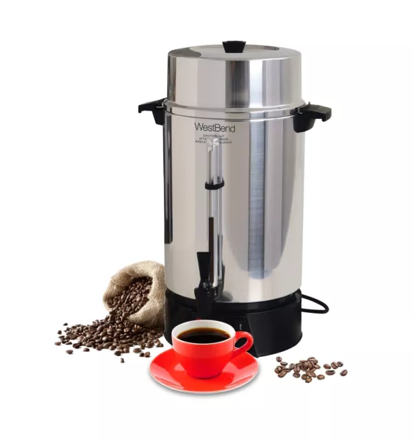 West Bend 33600 Coffee Urn Commercial Highly-Polished Aluminum NSF Approved F...