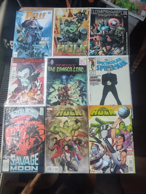 Comic Bundle X 9 All Different Marvel Spider Man DC Wonder Woman
