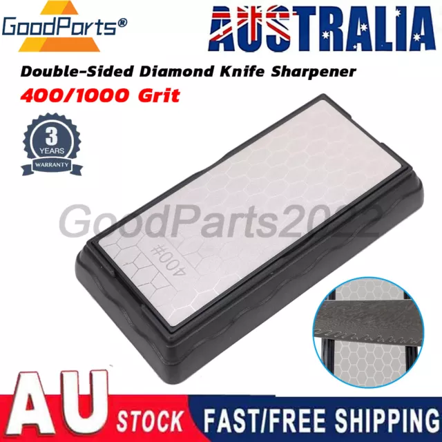 Double-Sided Diamond Knife Sharpener 400/1000 Grit Sharpening Stone Whetstone AU