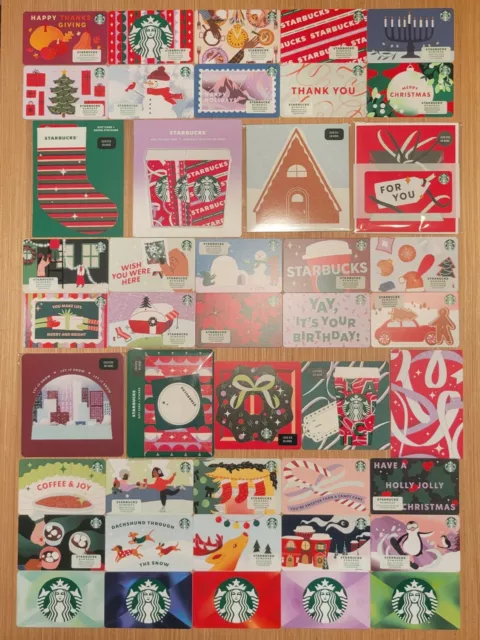 Starbucks 2021 Xmas Christmas Holiday gift card lot full set of 45 plus sleeve!!