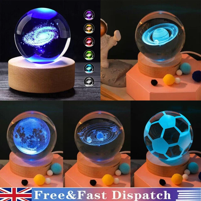 3D CRYSTAL Ball Laser Engraving Solar System LED Ball Light