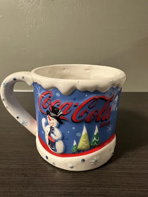 2003 Coca-Cola Polar Bear Christmas Coffee Mug Cup Houston Harvest