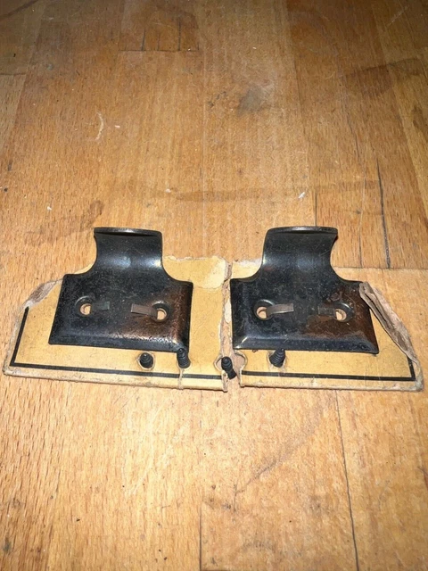 NOS Two Antique Window Sash Lifts or Pulls 1915 Copper Japanned 