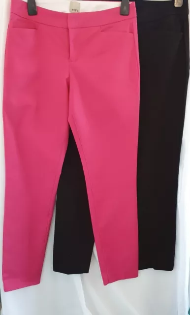 Ladies Ecru New York Trousers  - 2 x pairs - Black + Pink- UK Size 8