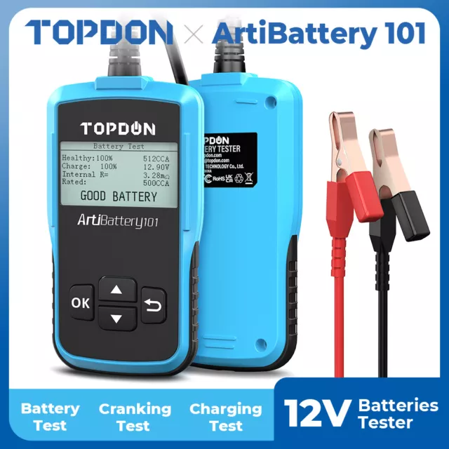 TOPDON AB101 Car Battery Tester Analyzer Cranking Charging Test 12V CCA100~2000