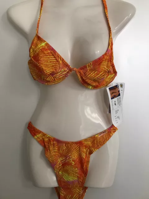 TanThru Bikini Durchbräunend Orange Gelb Karibik 38 B US 9/10 GB 10 Solar Neu