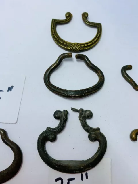 6 poignées de tiroir victoriennes tirent lot de cautions fantaisie laiton récupération antique 0,75-2,25" 3