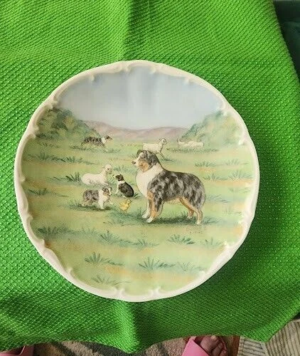Bereuther Barhart Studios Border Collie Mini Hand Painted Plate #223