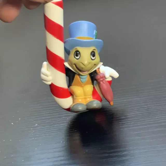 Disney Christmas Magic Tree Decoration Ornament Jiminy Cricket On Candy Cane 3