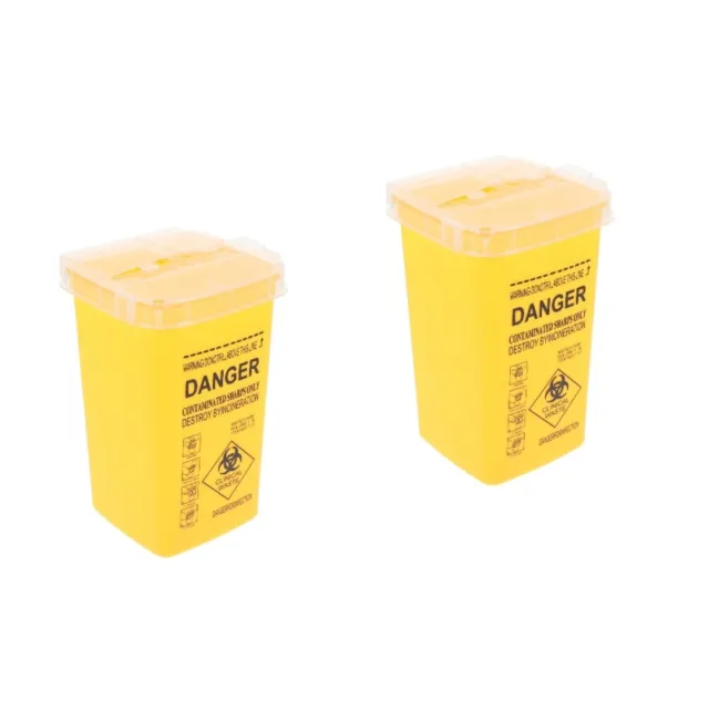 2 Pack Sharps Plastic Bucket Gallon Container with Lid Waste