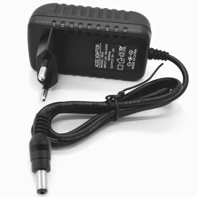 Alimentatore Trasformatore 5V 2A AC/DC 2 Pin EU Charger Caricatore Adapter Nero