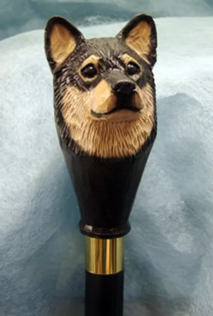 Hand Carved Shiba Inu Dog Head Wooden Walking Stick Handmade Dog Walking Cane P