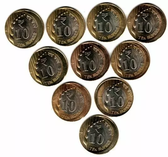 Error2019 - 10 Rupee Unc Bi-Mealic India Republic Off Centre Error 10 Coins