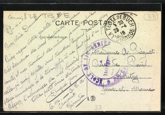 CPA Cazeaux-Lac, Le Buffet de la Gare 1918 2