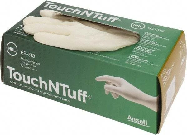100 Pack Ansell 69-318-M Disposable Gloves, Size Medium, 5 mil, Latex