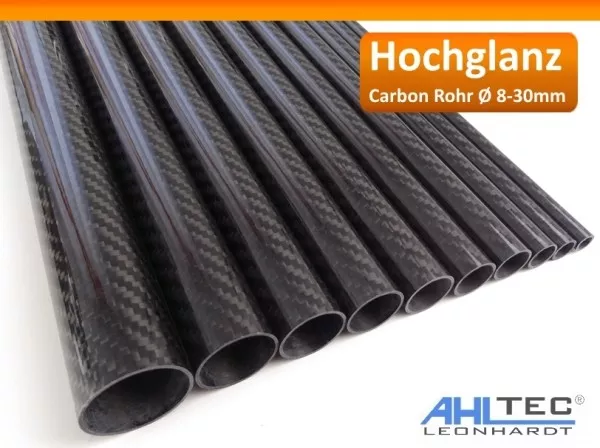 Hochglanz Carbon Rohr Ø 8-30mm / CFK Tube 3K Köper 1000mm / Hobbyline