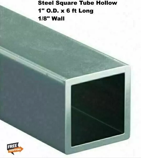 Steel Square Tube Hollow 1" O.D. x 6 ft Long 1/8" Wall Carbon 1015 Alloy