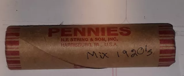 1920-1929 Twenties Dated Lincoln Wheat Cent Penny Roll