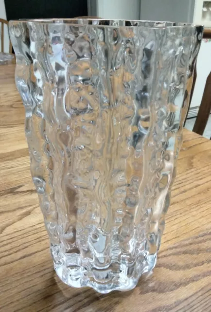 Mikasa Frostfire Wavy Glass Vase Diamond Shaped Design 9.5" Tall