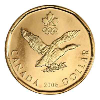 2006 Canadian $1 Olympic Lucky Loonie Dollar UNC Coin From Mint Wrapped Roll 2