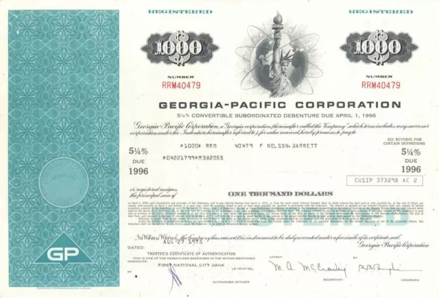 Georgia-Pacific Corporation - Pulp and Paper Company - Various Denominations Bon