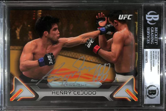 Henry Cejudo Signed 2016 Topps UFC Knockout 5x7 Gold Card #9 BAS Beckett COA /10