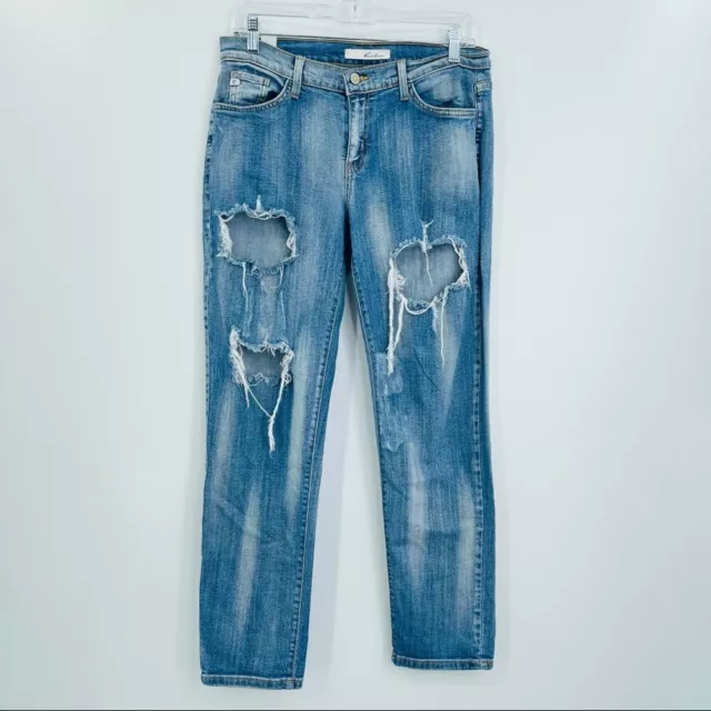 Kancan distressed boyfriend cropped jeans acid wash women's size 26