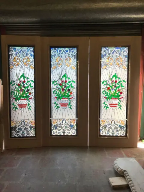 Incredible Hand Made Stained Glass Victorian Style Entry Doorway
