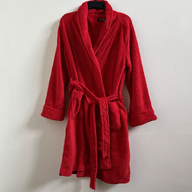 New Lauren Ralph Lauren Women’s Long Sleeve Shawl Collar Robe Red Size L