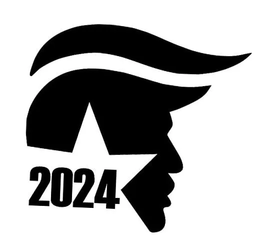 Trump Face 2024 - 5 inch Decal {BLACK}- MAGA, Pro Trump, Donald republican,
