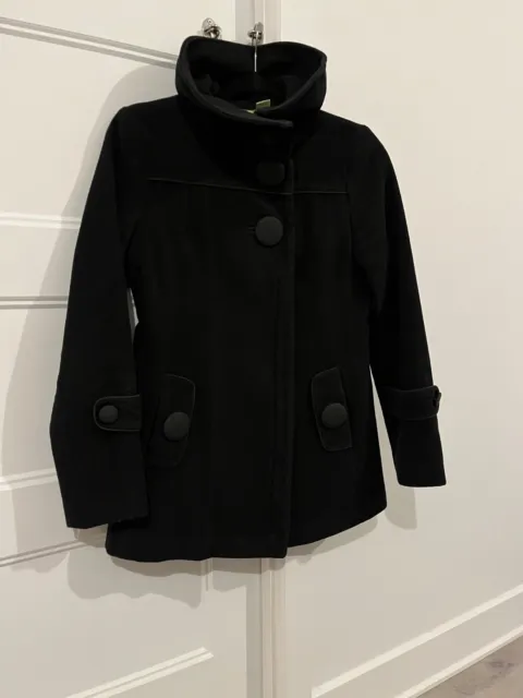SALE | Pre-Owned Soia & Kyo Margo Tartan lining wool coat w/ collar | Black | S