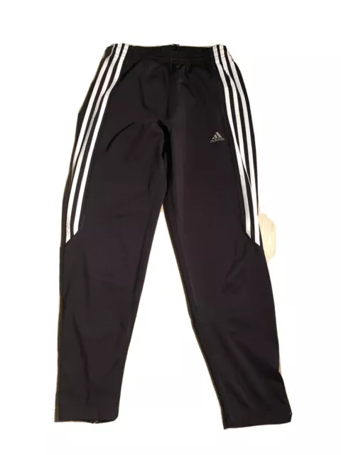 Adidas Climalite Womens Black White Stripes Athletic Pants Ankle Zip Sz Small