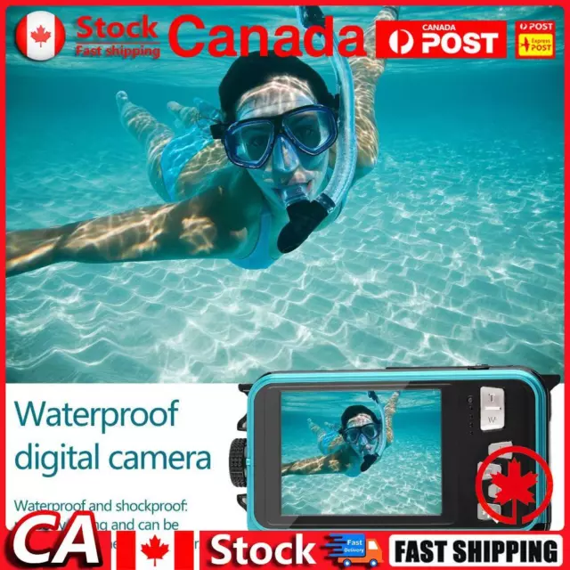 Waterproof Underwater Camera Dual Screen HD 48MP Digital Camera (Blue) CA